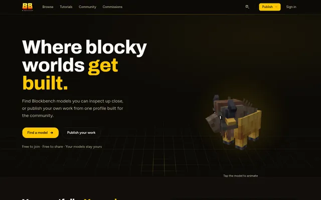 Screenshot of Blockbench Workshop homepage