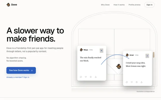 Screenshot of Dove homepage