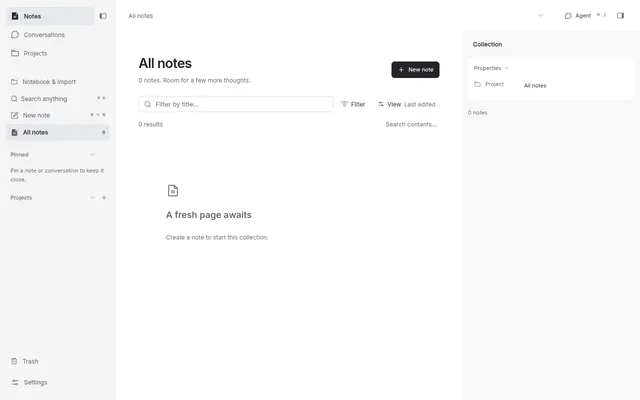 Screenshot of Notey app