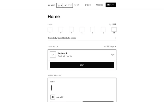 Screenshot of Shami app